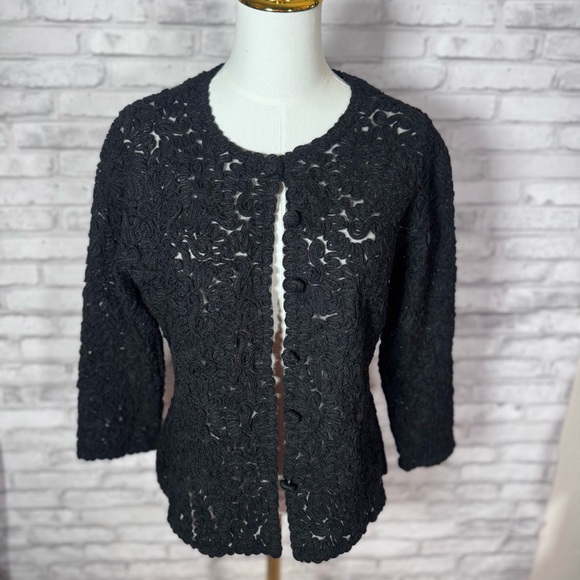 IDI Sweaters - Vintage Floral Black Women's Button Up Cardigan